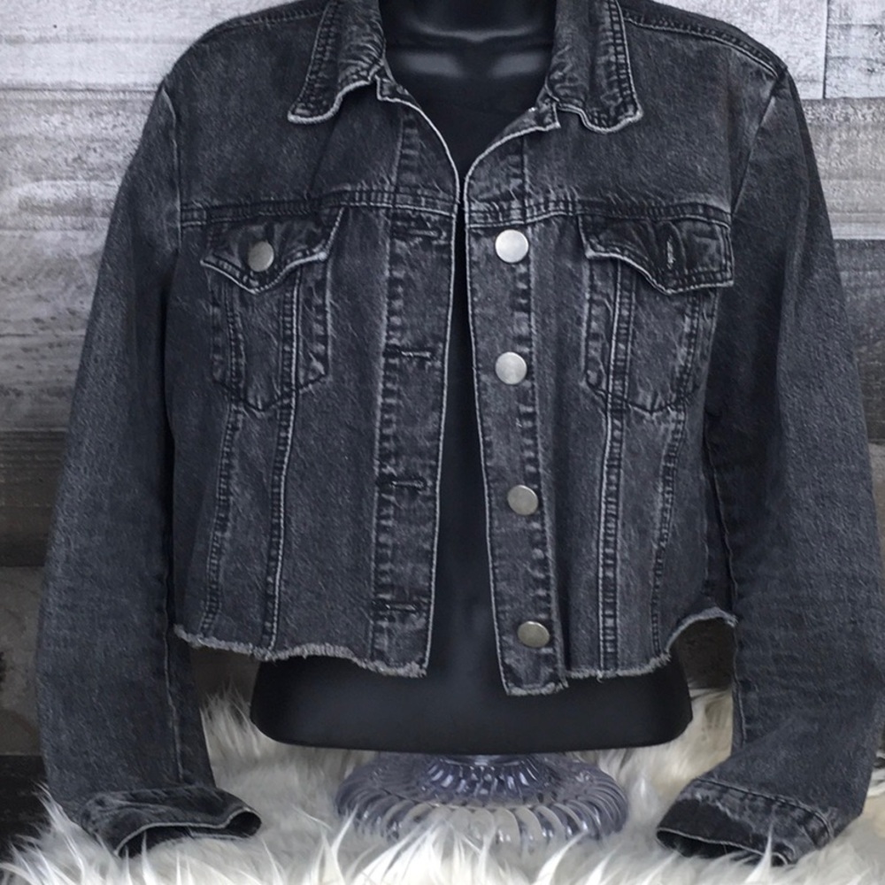 Black Short But Cute Denim Jean Jacket.